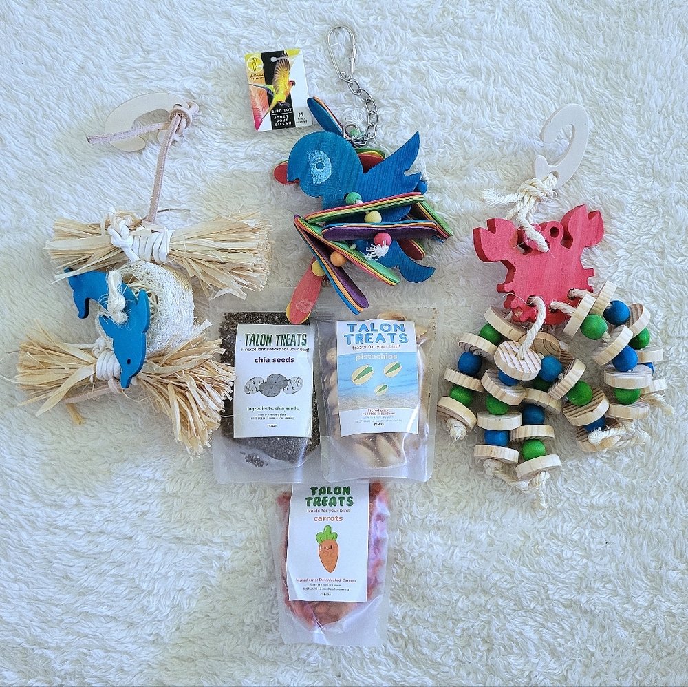 ✨️HP 4X✨️BIRD🐦 Toys For Medium Sized Parrots🦜 (3) and Bird Treats (3)